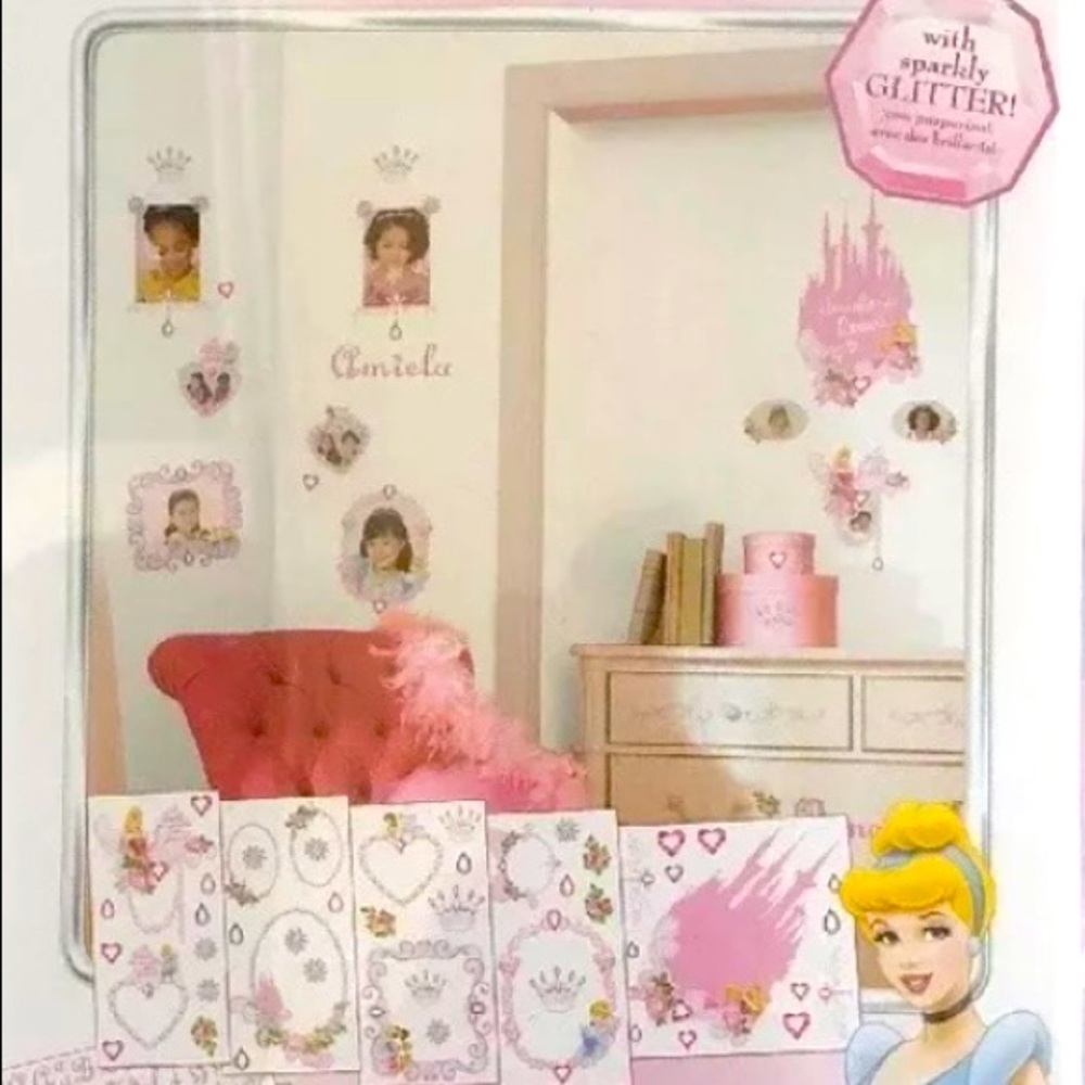 Disney Princess Photo Frame Peel/Stick REMOVABLE Wall Clings